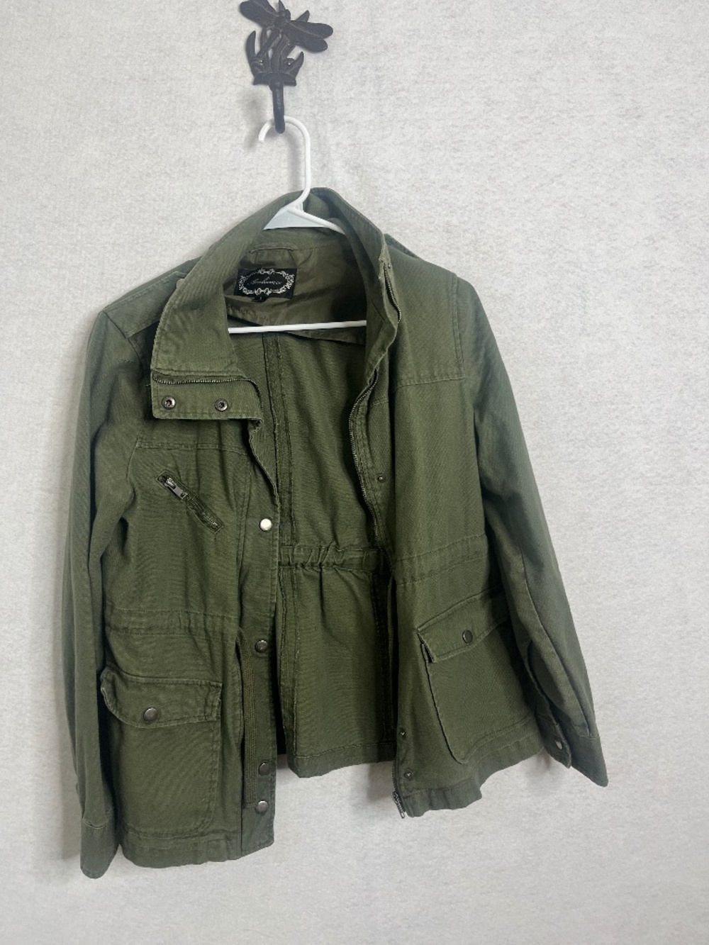 Ambiance Olive Green Utility Jacket Lightweight Military Style Size L